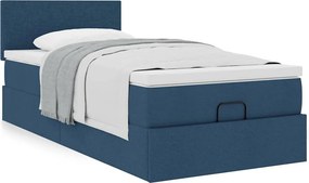 vidaXL Οθωμανικό κρεβάτι με στρώμα μπλε 90x190cm ύφασμα