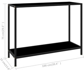 vidaXL Τραπέζι Κονσόλα Μαύρο 100 x 35 x 75 εκ. από Ψημένο Γυαλί