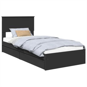 vidaXL Κρεβάτι Αποθήκης Μαύρο 90 x 190 cm Επεξεργασμένο ξύλο