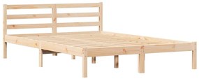 vidaXL Κρεβάτι με κεφαλάρι Καφέ 220 x 140 cm Μασίφ ξύλο πεύκου