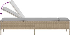 vidaXL Ξαπλώστρα Μπεζ από Συνθετικό Ρατάν με Μαξιλάρια