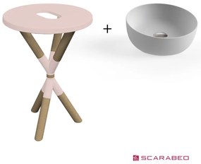 Scarabeo Cross 2501F0-9854 Antique Pink Πάγκος Με Νιπτήρα Glam Pearl Ø39εκ.