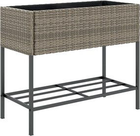 vidaXL Γλάστρες Κήπου με Ράφια 2 τεμ. Γκρι 90x40x75εκ Συνθ. Ρατάν