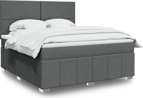 vidaXL Κρεβάτι Boxspring με Στρώμα Σκούρο Γκρι 180x200 εκ Υφασμάτιν