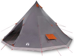 vidaXL Οικογενειακή Σκηνή Tipi Γκρι και Πορτοκαλί 12 Άτομα Αδιάβροχη