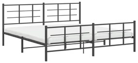 vidaXL Πλαίσιο Κρεβατιού με Κεφαλάρι&amp;Ποδαρικό Μαύρο 193x20 εκ. Μέταλλο