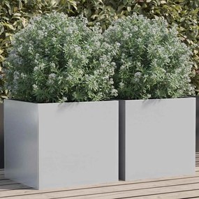 vidaXL Ζαρντινιέρες 2 τεμ. Ασημί 42 x 40 x 39 εκ. Γαλβανισμένο Χάλυβα