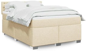 vidaXL Κρεβάτι Boxspring με Στρώμα Κρεμ 140x190 εκ. Υφασμάτινο