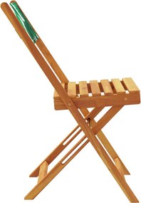 vidaXL Καρέκλες Μπιστρό 2 τεμ. Σχέδιο Φύλλων Μασίφ Ακακία &amp; Ύφασμα