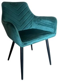 Καρέκλα Τραπεζαρίας ArteLibre FLORITA Πράσινο/Μαύρο Βελούδο/Μέταλλο 55x57x84cm