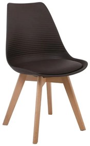 ΕΜ136,01S MARTIN STRIPE Καρέκλα Ξύλινο Πόδι, PP Καφέ Φυσικό/Καφέ,  Ξύλο/PP - PC - ABS, , 4 Τεμάχια