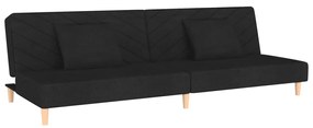 vidaXL Καναπές Κρεβάτι Διθέσιος Μαύρος Υφασμάτινος με Δύο Μαξιλάρια