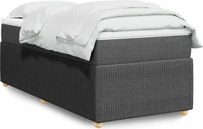 vidaXL Κρεβάτι Boxspring με Στρώμα Σκούρο Γκρι 90x200 εκ. Υφασμάτινο