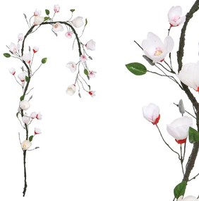 MarHome ΓΙΡΛΑΝΤΑ ΛΕΥΚΟ/ΚΟΚΚΙΝΟ ΜΑΝΩΛΙΑ X18 ΑΝΘΗ - Υ240cm 100/ΚΙΒ  00-40008-1