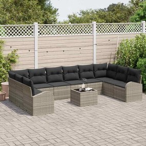 vidaXL Σετ Καναπέ Κήπου 11 pcs Ανοιχτό γκρι Πολυ ράταν