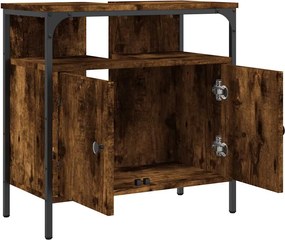 vidaXL Ντουλάπι Νιπτήρα Μπάνιου Καπνιστή Δρυς 60x30x60 εκ. Επεξ. Ξύλο