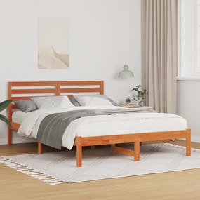 vidaXL Σκελετός Κρεβατιού Καφέ κεριού 140 x 190 cm Μασίφ ξύλο πεύκου