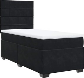 vidaXL Κρεβάτι Boxspring με Στρώμα Μαύρο 80 x 200 εκ. Βελούδινο
