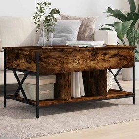 vidaXL Τραπεζάκι Σαλονιού Καπνιστή Δρυς 100x55x50 εκ. Επ. Ξύλο/Μέταλλο