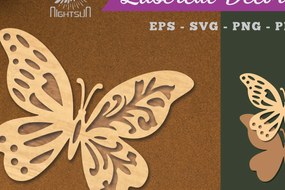 Σετ των 2 Intra απο ξύλο plywood 3mm-4mm πάχος Διακόσμηση κοπής με λέιζερ πεταλούδας 1 Δίασταση 15x15 cm INTRAFABR-112908654