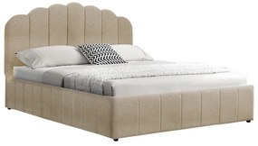 Double bed Tatiana fabric beige with storage 160x200cm 218x169.5x122 εκ.