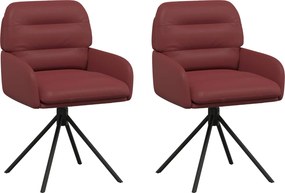 vidaXL Γυριστές καρέκλες φαγητού 2 pcs Τεχνητό Δέρμα Κόκκινο