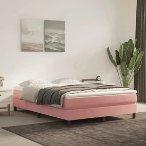 Κρεβάτι Boxspring με Στρώμα Ροζ 140x190 εκ. Βελούδινο