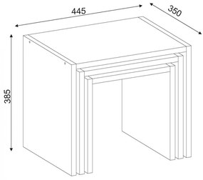 ΤΡΑΠΕΖΙ ΖΙΓΚΟΝ ACELINE 3ΤΜΧ ΜΕΛΑΜΙΝΗΣ  ΛΕΥΚΟ 44,5x35x38,5Y εκ.