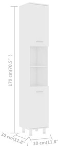 vidaXL Στήλη Μπάνιου Λευκή 30 x 30 x 179 εκ. από Επεξ. Ξύλο