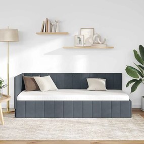 vidaXL Κρεβάτι Γωνίας με κεφαλάρι Σκούρο γκρι 80 x 200 cm Βελούδο