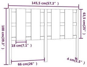 Κεφαλάρι Κρεβατιού 145,5 x 4 x 100 εκ. από Μασίφ Ξύλο Πεύκου - Μαύρο