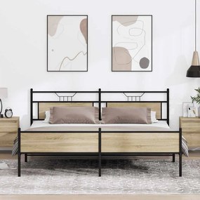 vidaXL Σκελετός Κρεβ. Χωρίς Στρώμα Sonoma Δρυς 193x203 εκ. Μεταλλικό
