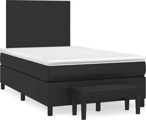 vidaXL Κρεβάτι Boxspring με Στρώμα Μαύρο 120 x 200 εκ. Συνθετικό Δέρμα