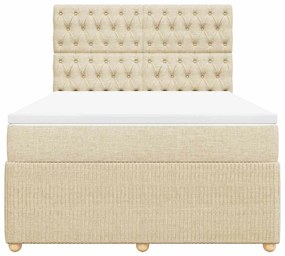vidaXL Κρεβάτι Boxspring με Στρώμα Κρεμ 160x200 εκ. Υφασμάτινο