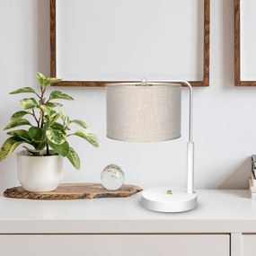 Επιτραπέζιο Φωτιστικό Lino Biel με καπέλο Λευκό με Λινό