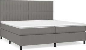 vidaXL Κρεβάτι Boxspring με Στρώμα Σκούρο Γκρι 200x200 εκ. Υφασμάτινο