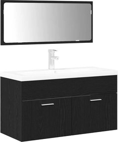 vidaXL Σετ Επίπλων Μπάνιου 3 pcs Μαύρη Οξυά Επεξεργασμένο ξύλο