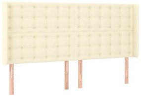 vidaXL Κεφαλάρι Κρεβατιού LED Κρεμ 183x16x118/128 εκ. Συνθετ. Δέρμα