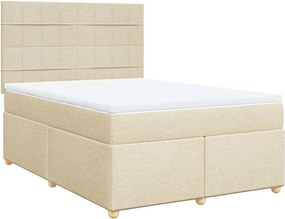 vidaXL Κρεβάτι Boxspring με Στρώμα Κρεμ 140x190 εκ. Υφασμάτινο