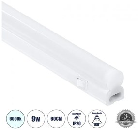 Γραμμικό Φωτιστικό LED T5 9W 900lm IP20 6000K Λευκό 60787 Globostar 60787 Λευκό