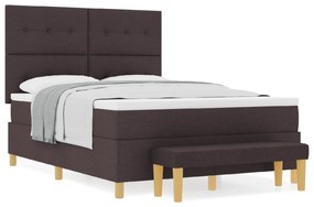 vidaXL κρεβάτι Box Spring με στρώμα & πάγκο  Καφέ 160x200 εκ. Υφασμάτινο