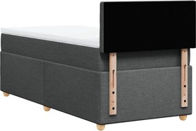 vidaXL Κρεβάτι Boxspring με Στρώμα Σκούρο Γκρι Single Υφασμάτινα