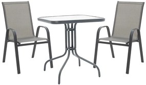 Τραπεζαρία Watson-Calan σετ 3τεμ μέταλλο-textilene ανθρακί 70x70x70εκ