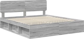 vidaXL Σκελετός Κρεβατιού Γκρι Sonoma 200 x 200 cm