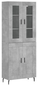 vidaXL Ντουλάπι Γκρι Σκυροδέματος 69,5x34x180 εκ. Επεξεργασμένο Ξύλο