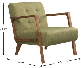 Πολυθρόνα Kemer Megapap υφασμάτινη χρώμα πράσινο 67x76x78εκ.