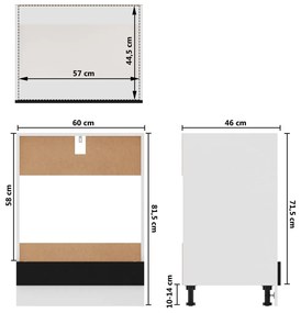 Ντουλάπι για Φούρνο Μαύρο 60x46x81,5 εκ. Μοριοσανίδα - Μαύρο