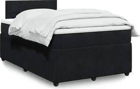 vidaXL Κρεβάτι Boxspring με Στρώμα Μαύρο 120x190 εκ. Βελούδινο
