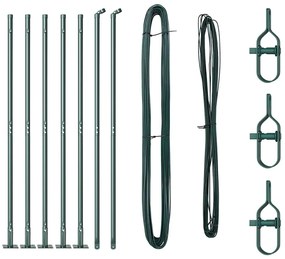 vidaXL Στύλος Περιφράξεων 7 pcs Πράσινο Ατσάλι