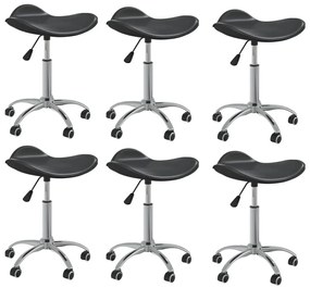 Καρέκλες Τραπεζαρίας Περιστρεφόμενες 6 τεμ. Μαύρες Δερματίνη - Μαύρο